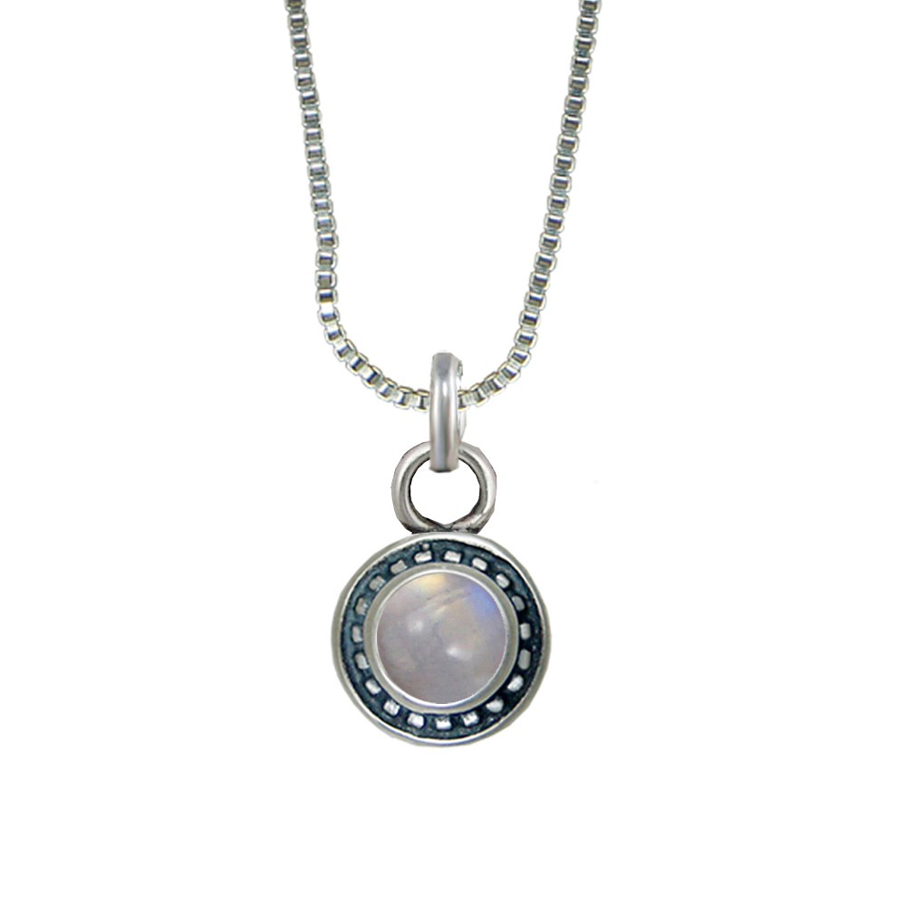 Sterling Silver Petite Little Rainbow Moonstone Pendant Necklace